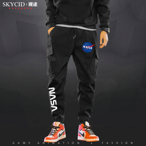 Thin American Space Agency NASA logo spring and autumn casual pants sports tie pants small feet pants men and women