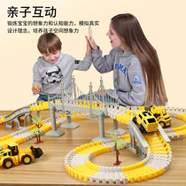 Engineering Car Railcar Childrens Toys Shake Sound Assembled Electric Small Train Car Diy Puzzle