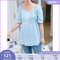 MsShe Big Code Womens Dress 2022 New Summer Dress Fat Mm Temperament Floral Side Collar Fix Slim Fit Shirt