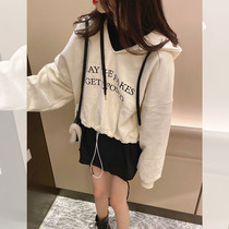 Short hooded sweater womens long-sleeved 2021 autumn and winter new Korean fashion small man velvet loose jacket