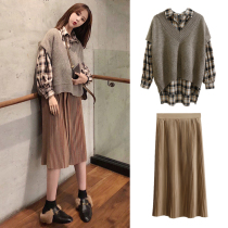 Autumn and winter clothes 2021 New Tide size womens half-body dress autumn fashion two-piece dress High sense