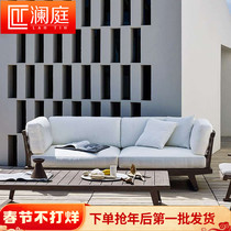 Outdoor sofa high-grade solid wood sofa chair outdoor anti-corrosion teak sofa garden model room villa teak furniture