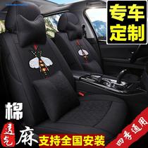 Car cushion four seasons Universal new seat cover cute cat Tiger head cartoon seat cushion women all inclusive fabric