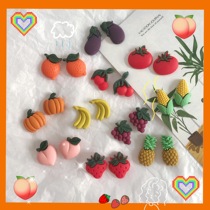 Colorful summer childish cute fruit earrings Net red three-dimensional strawberry pineapple earrings sweet girl heart ear ornaments