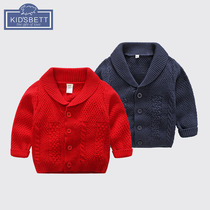 Male baby coat 2021 Spring and autumn baby knitwear Childrens red year-old cardigan sweater party top