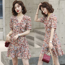 2020 Summer new chiffon small flower little dress female ins trend line first love skirt slim skirt