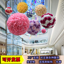 Decorative flower ball simulation red rose flower ball plastic decorative flower ball wedding shop mall window car hanging decoration