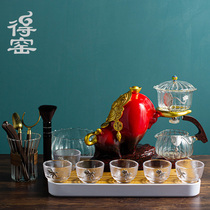 2021 Niu Zuo Qian Kun Glass Automatic Tea Set Kung Fu Tea Set Ceramic Lazy Tea Set Living Room Office Home