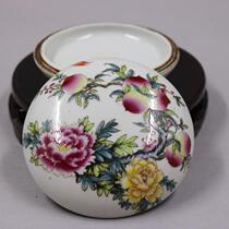 Republic Of China Powder Color Jingdezhen Imitation Ancient China Porcelain Powder Color Peony Flowers Tutu Play Jade Print Clay Box Powder Box Old Stock Ancient