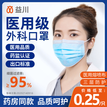 Yichuan medical mask Disposable medical surgery medical care special adult doctor three-layer female protection anti-virus