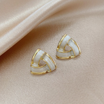 Exquisite European and American style temperament commuter earrings female summer geometric drop glaze earrings simple cold wind S925 Silver Needle