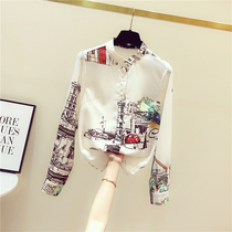 Korea 2022 Spring Autumn New Loose Retro Port Wind Crumbre Shirt Woman Design Sensation Small Crowd Long Sleeve Fashion Blouse