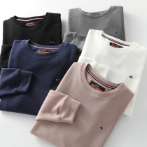 OMD factory foreign trade mens autumn mens round neck sweater loose solid color wild long-sleeved mens bottoming shirt T-shirt