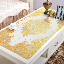  PVC bronzing tablecloth oil-proof wash-in anti-scalding coffee table mat table mat tablecloth rectangular plate mat European style