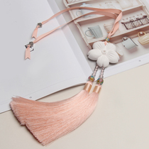 Car pendant goddess style pink fringe scented plaster flower cute palace bell car rearview mirror pendant handmade