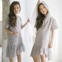 Childrens clothing 2019 spring summer new girls short sleeve hooded dress