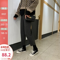 Pregnant women woolen pants casual pants autumn and winter plus velvet loose Haren pants black 2021 belly nine points grandma father pants