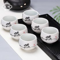  Snowflake Kung Fu small teacup Ceramic tea cup Teacup Household single purple sand master cup Blue and white porcelain tea cup Bone China