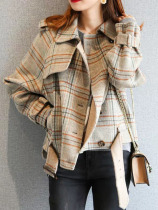 Sandro Tonali double-sided cashmere coat womens 2020 winter new wild plaid wool short coat