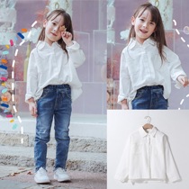 White Shirt Girl design sensation Little crowdspring Long sleeves chic blouses Korean version student bf Outer set loose Han Fan