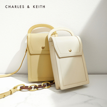 CHARLES & KEITH MOBILE PHONE BAG CK6-30680917 CREAM COLOR JOKER STITCHING CHAIN WALLET MESSENGER BAG FOR WOMEN