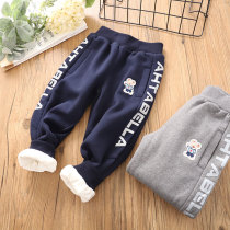 Boys pants childrens winter New velvet padded pants kid cartoon trousers boys sports cotton pants