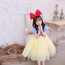 next sara girl jumpsuit 2021 summer new Korean foreign style Snow White dress dress mesh dress mesh dress