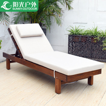 Sunshine outdoor lounge chair garden balcony villa hotel swimming pool bed solid wood beach chair Outdoor