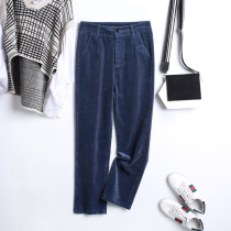 Korean version of corduroy pants children 2019 new wide leg pants women autumn and winter fall feel mopping high waist straight trousers