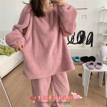 soft honeys autumn winter pyjamas woman candy color soft cotton wool plush warm loose home suit suit