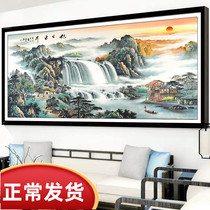 2020 new line embroidery rising sun Dongsheng cross stitch living room large landscape painting flowing water wealth self-embroidery handmade
