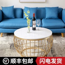 Nordic light luxury marble coffee table Net red Simple post-modern size apartment table Living room creative round tea table