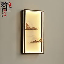 New Chinese wall lamp bedroom study living room led landscape pattern Zen Chinese style simple modern creative lamps