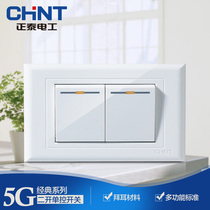 CHINT 118 type wall switch 5G elegant white two-position two-open single control switch panel double open single control switch panel