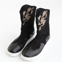 Zen retro official boots Chinese style Tang dress Xiangyun embroidery Chinese ethnic mens autumn and winter mid-barrel literary boots