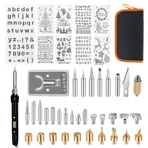 Cross-Border 60W internal heat type digital display temperature regulating electric soldering iron 48 pieces of thermostatic engraving brush Luo solder gun set