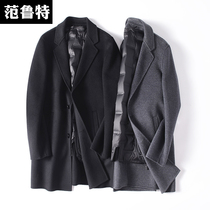 Autumn and winter double-sided woolen coat mens wool woolen tweed long down liner size jacket