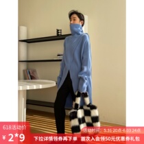 35% Australian Maurique Crow with blue open fork high collar sweater woman design sensation in small crowdsourced high level
