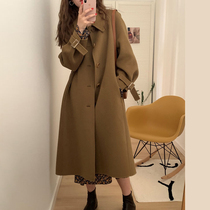 Double face cashmere Grand coat woman 2021 Winter new Korean version Hepburn in long style Temperament Slim Wool Coat