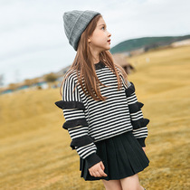 Girls Striped Sweater Pullover Autumn Winter 2020 New Baby Winter Clothing Childrens base shirt Childrens Clothing Tide Tide