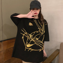 Hong Kong style short-sleeved t-shirt womens 2021 summer new loose Korean ins Harajuku style high street hiphop sweet cool top