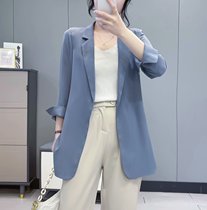 Korean version small suit jacket woman 70% sleeve temperament snow-spinning blouse 2022 Summer sun protection slim down Western suit new