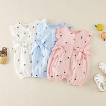 Baby clothes summer dress 3-12 months female baby short sleeve ha clothes climbing clothes 0-1 year old newborn jumpsuit summer