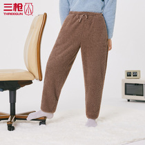 Three guns plus velvet padded home pants men winter warm pants Teddy velvet men home trousers plush 61175