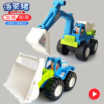 Childrens excavator toy car large drop-resistant boy beach thickened engineering truck excavator forklift model set