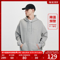 FPA Solid Color Embossed Hooded Sweater National Tide Brand Loose Couple Wear Spring and Autumn Gray Top Hoodie Jacket Men