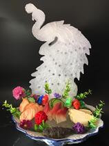 Peacock ice sculptures ice sculptures three-dimensional hotel sassy ice sculptures large creative ice sculptures kitchen