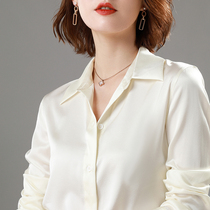 2020 new spring summer silk shirt Womens lapel collar shirt single breasted solid color long sleeve mulberry silk shirt