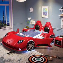Childrens car bed boy sports car leather bed multifunctional childrens bed 1 5 meters single cartoon bed girl with guardrail