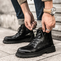 Autumn new mens Martin boots British high-top mens shoes tooling desert booties mid-help trendy boots